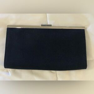 Black Linen Clutch with Silver Trim
